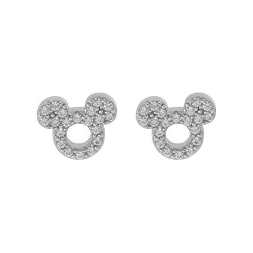 Disney mickey mouse women jewelry, sterling silver clear cubic zirconia and silver stud earrings
