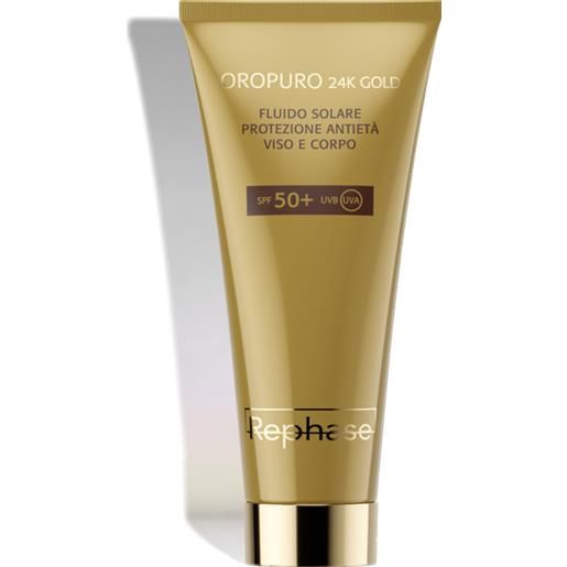 Rephase oropuro 24k gold fluido solare spf 50+ protezione antietà viso e corpo 150 ml