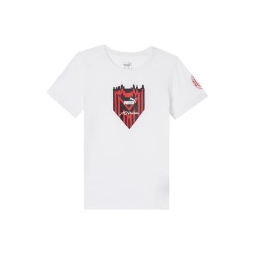 AC Milan puma AC Milan t-shirt ftbl icons, bambini e ragazzi, unisex, puma white, 16 anni