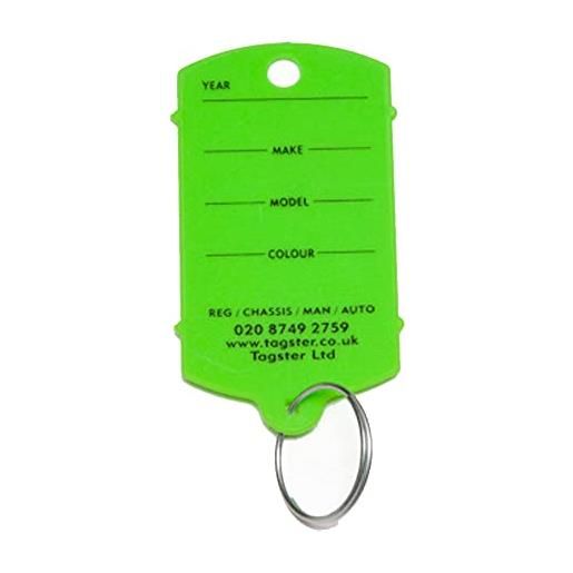 Tagster 200 portachiavi auto con etichetta in plastica, con anello in metallo (verde)