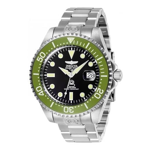 Invicta grand diver - orologio da uomo in acciaio inossidabile con movimento automatico, argento/verde - 47 mm