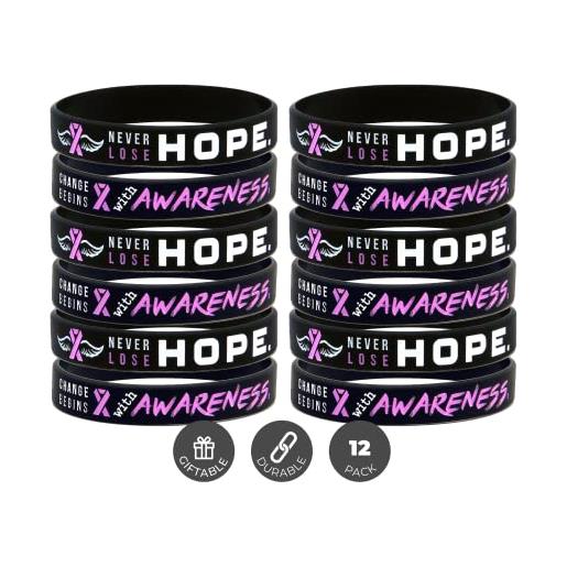 Inkstone pack of 12, braccialetti in silicone con nastro rosa per la consapevolezza del cancro al seno