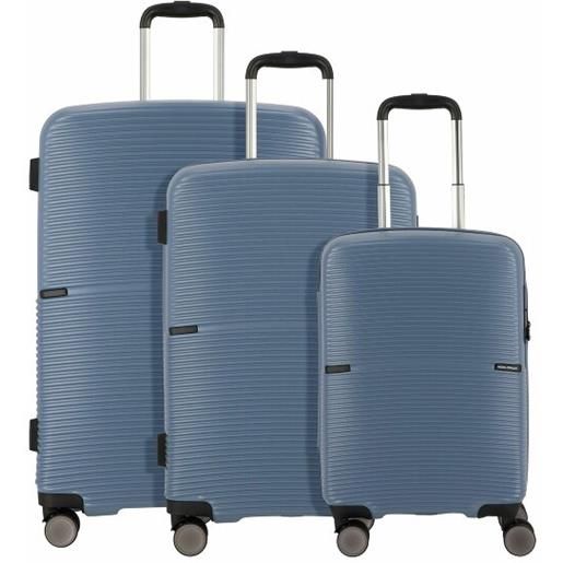 Worldpack san francisco 4 ruote set di valigie 3 pezzi blu