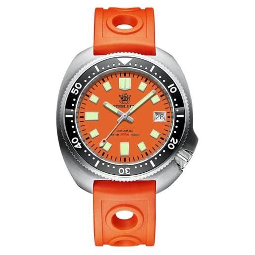 London Craftwork sd1970 steeldive captain willard 6105 orologio subacqueo automatico movimento nh35, arancione limitato (cinturino in gomma), militare