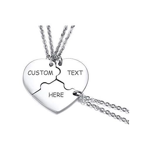 Vnox 2/3/4/5 pz personalizza personalizzazione amicizia/amore famiglia puzzle coppia ciondolo collane/portachiavi/braccialetti per amante amico bff, gioielli in acciaio anossidabile, incisione