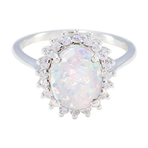 CaratYogi gioielli di fidanzamento argento sterling opale creato ovale forma bellissimo matrimonio di design impostazione a punta taglia 49 regali per donne, ragazze