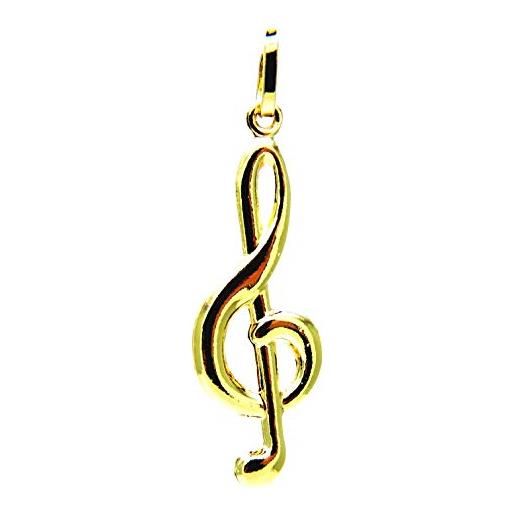 PEGASO GIOIELLI - ciondolo oro giallo 18kt (750) pendente nota musicale chiave di sol grande uomo donna