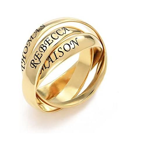 kaululu donna personalizzato anello con 3 nomi 3 anelli intrecciati placcato argento anello di fidanzamento fede regalo donna compleanno festa della mamma san valentino natale or 7