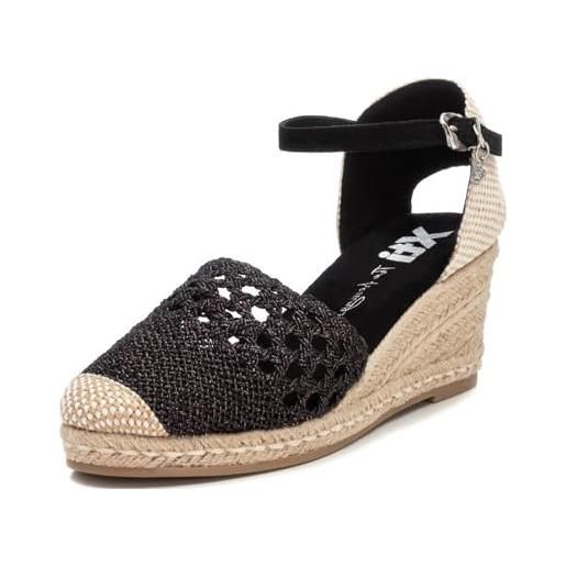 XTI 142333, sandalo espadrillas con zeppa donna, nero, 36 eu