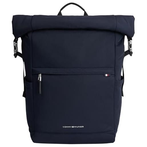 Tommy Hilfiger th signature rolltop backpack am0am12221, zaini uomo, blu (space blue), os
