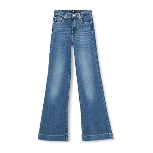 7 For All Mankind modern dojo slim illusion stride with embroidered 7 jeans, azzurro, 46 it (32w/32l) donna