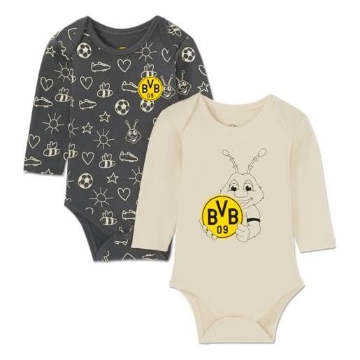 Borussia Dortmund bvb baby body set print, beige, 62/68 cm (pacco da 2) unisex-bimbi