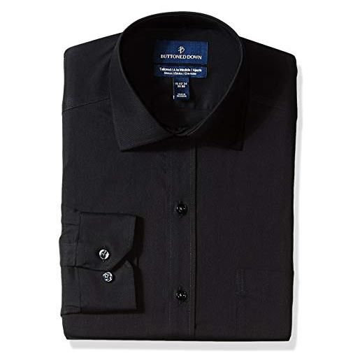 Buttoned Down camicia elegante in twill elasticizzato, non necessita stiratura uomo, nero, 42 collo / 96 manica