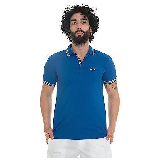 BOSS paddy curved, polo moderno, uomo, blu (bright blue 3), m