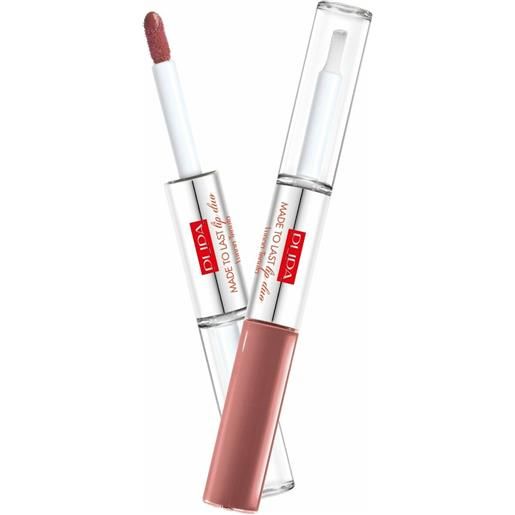 Pupa made to lip duo rossetto liquido colore&topcoat waterproof n. 011 natural brown