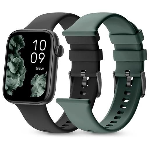 SPC smartee duo 2 - smartwatch con cinturino intercambiabile, display amoled da 1,78, batteria grande da 7 giorni, 100 sport, ip68, chiamata bluetooth, android e ios - nero/verde