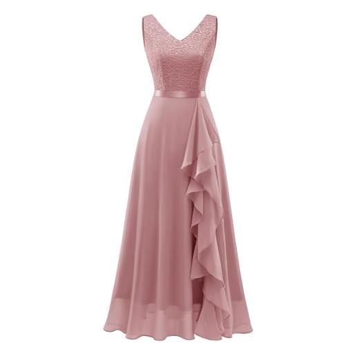 Berylove abito da sera abito da damigella d'onore abiti da conferma abiti da festa abiti da cocktail da sposa da donna abiti da festa blp7082 grigio. Blu xl