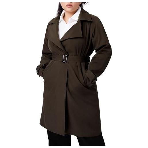 OROLAY trench coat con risvolto dentellato casual da donna soprabito slim fit di media lunghezza con cintura caffè s