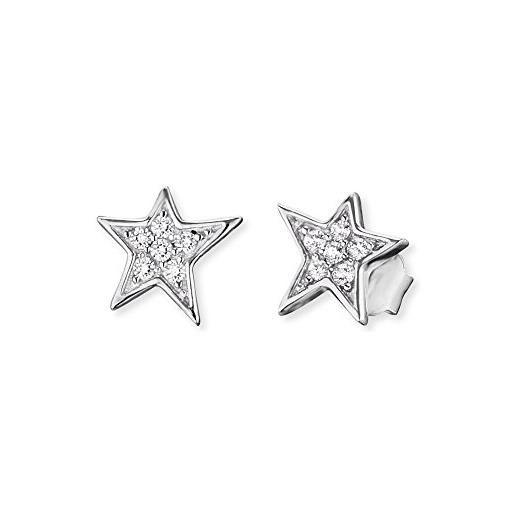 Engelsrufer orecchini a forma di stella, da donna, in argento sterling 925 rodiato, con zirconi bianchi, misura 7,5 mm