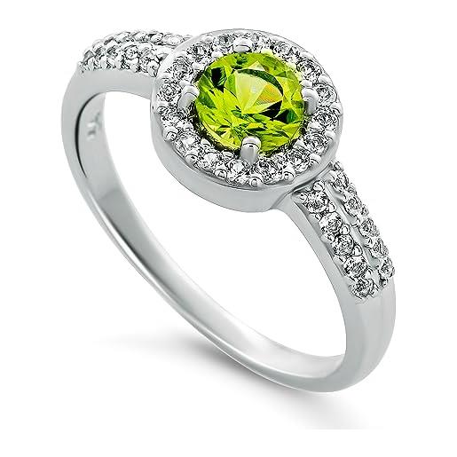 Orphelia anello in argento 925 con peridoto e topazio bianco, taglia 54, argento sterling, peridoto