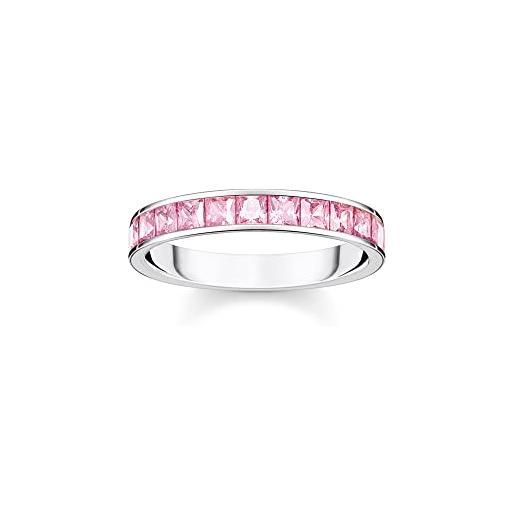 Thomas sabo anello da donna con pietre rosa pavé in argento sterling 925 tr2358-051-9, 56, argento, nessuna pietra preziosa