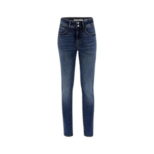 GUESS jeans skinny donna vita alta con logo posteriore blu scuro w3ba35d56d2-bspe-26