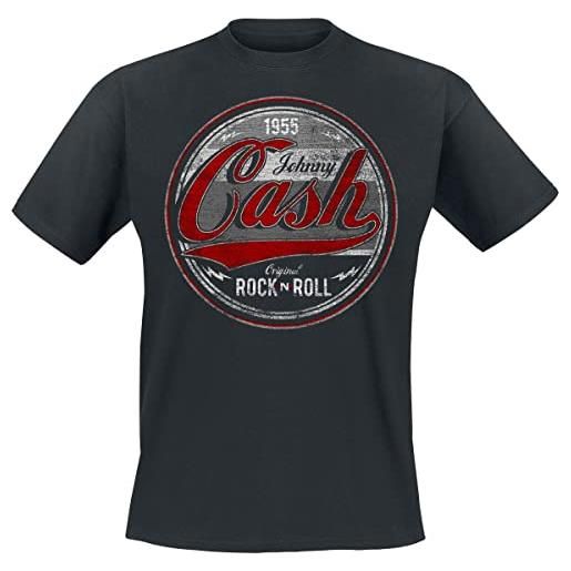 Johnny Cash original rock n roll red/grey uomo t-shirt nero xl 100% cotone regular