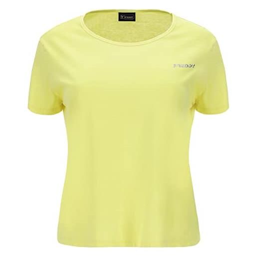 FREDDY - t-shirt corta in jersey leggero fluo con piccolo logo argentato, fuxia, small