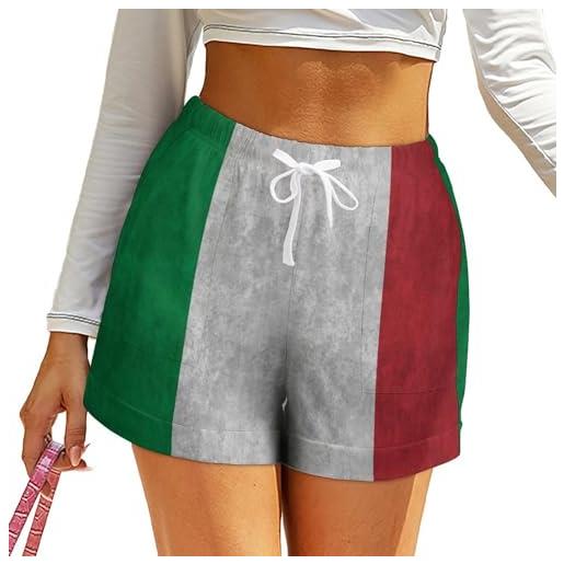 Zopzqag bandiera italiana pantaloncini donna short vita alta estivi pantaloni corti con coulisse e tasche