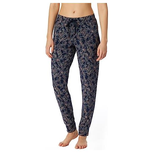 Schiesser pantaloni lunghi con polsini modal, mix + relax, blau lila floral, 50 donna