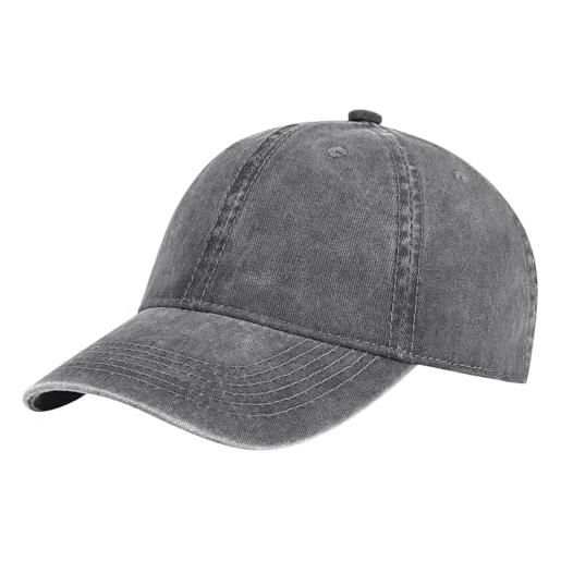 AOSMI berretto da baseball regolabile in cotone lavato vintage per uomo donna non strutturato basso profilo semplice classico cappello papà, 1p-grigio scuro, s/l