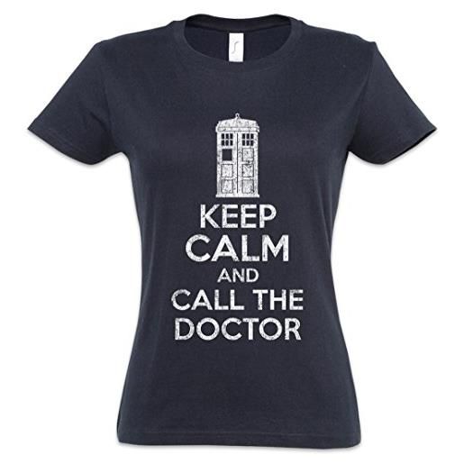Urban Backwoods keep calm and call the doctor women donna t-shirt blu taglia m