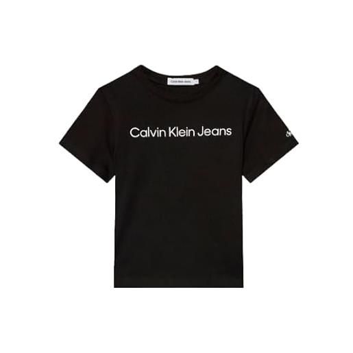 Calvin Klein Jeans inst. Logo ss t-shirt iu0iu00599 magliette a maniche corte, bianco (bright white), 12 anni unisex-bambini e ragazzi