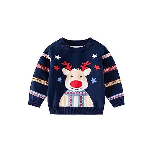 Fandecie bambini natale maglione a maglia inverno pullover natale cotone sweater manica lunga renna top per ragazzi ragazze 1-6 anni