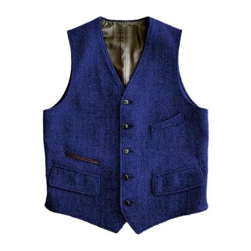 Solovedress gilet in lana formale regular fit gilet tuta gilet per matrimonio groomsmen, blu reale, s