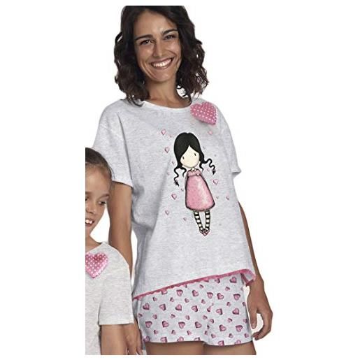 SANTORO awareness pigiama a maniche corte da donna, grigio diaspro, s
