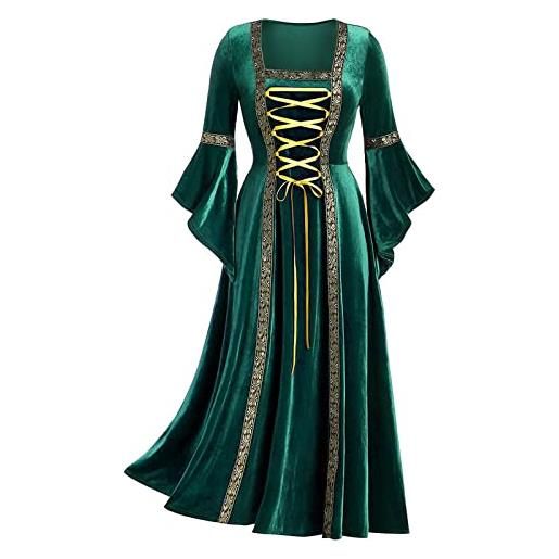 KEIZHUONIQIU abito da donna mid-century court style abito gotico sexy vintage retrò rinascimentale vittoriano gotico abito da strega vestito halloween per feste principessa abito, verde, xxl