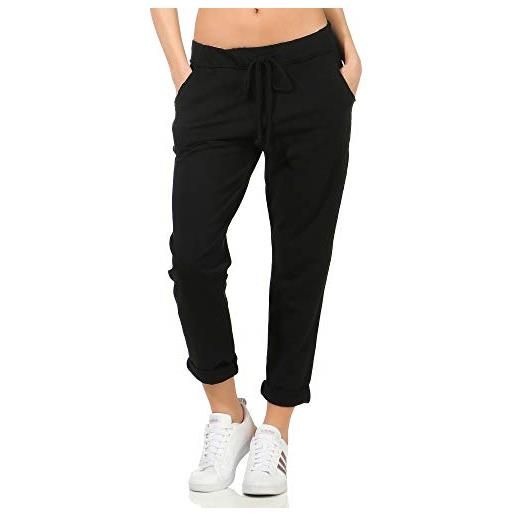CLEO STYLE pantaloni da jogging da donna in stile boyfriend, per il tempo libero, lo sport e il fitness, 15 nero taglia unica