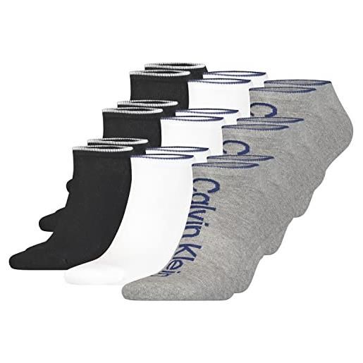 Calvin Klein athleisure, calzini da uomo, confezione da 9 pezzi, taglia unica, in cotone elasticizzato, mid grey melange 003, taglia unica