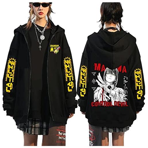 xhomeshop anime chainsaw man hoodie denji pochita felpe makima power pullover aki hayakawa cosplay cardigan con zip