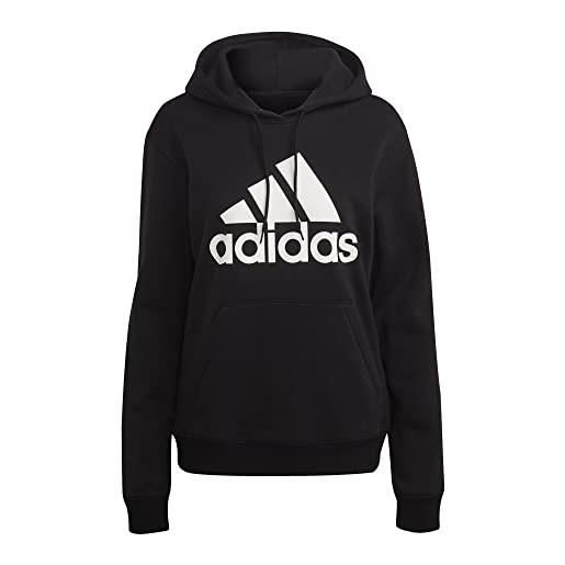 adidas essentials big logo regular fleece hoodie felpa, black/white, xs women's