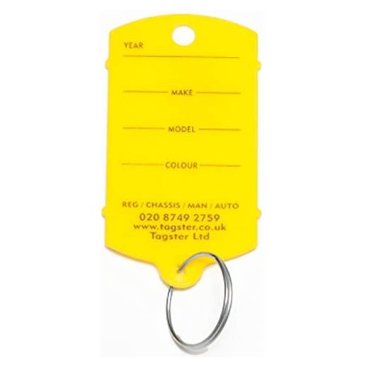 Tagster tag chiave - etichette per chiavi in plastica per veicoli (200) con anelli divisi in metallo - in 5 (giallo)