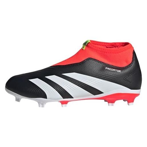 adidas predator 24 league laceless firm ground boots, scarpe da ginnastica, core black ftwr white solar red, 35.5 eu