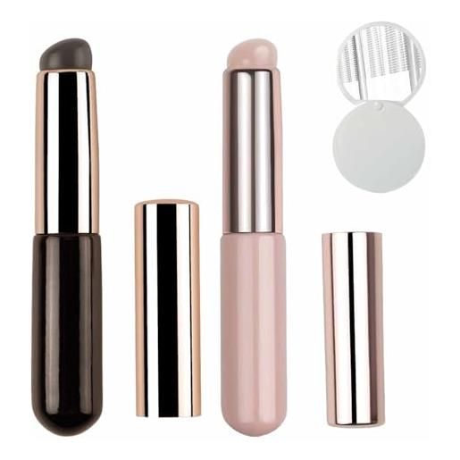 WIWIDANG homezo siliconemakeup brush, 2/3 pennelli per trucco in silicone, pennello per trucco homezo, pennello per labbra in silicone, correttore multifunzionale (rosa/nero)
