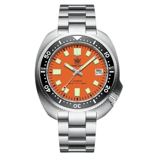 London Craftwork sd1970 steeldive captain willard 6105 orologio subacqueo automatico movimento nh35, arancione limitato, militare