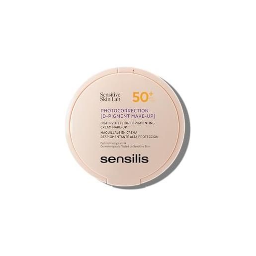 Sensilis photocorrection d-pigment make-up spf50+ natural rosé, trucco in crema depigmentante, corregge e protegge, per pelli sensibili - 10 gr