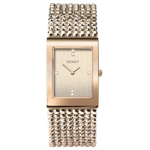 Sekonda seksy - orologio da donna con cristalli swarovski, cinturino in cristallo swarovski, impermeabile, regolabile oro rosa brillante. 