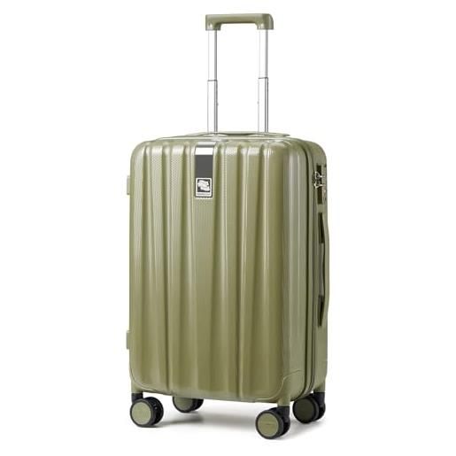 Hanke valigia da cabina leggera rigida in pc, verde oliva, 20 inch carry on, valigia rigida leggera resistente ai graffi