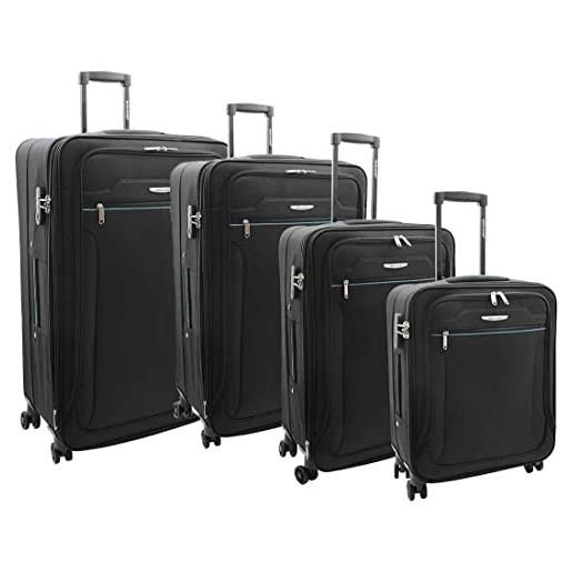 House Of Leather valigia a quattro ruote bagagli chiudibile a chiave cosmic, nero , ful set of 4 (s-m-l-xl), bagagli con ruote spinner