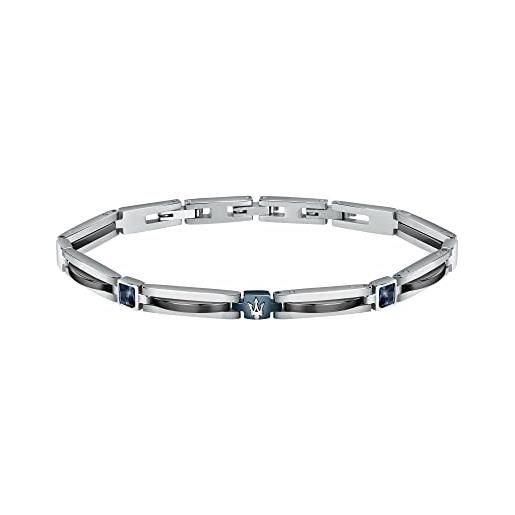 Maserati jewels bracciale uomo in acciaio, ip blu, pietre preziose, ceramica - jm223atz20